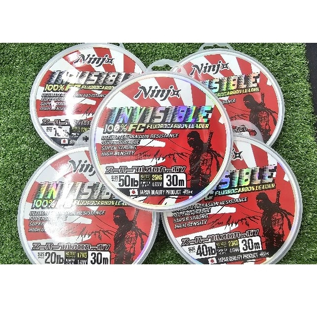 NINJA INVISIBLE Fluoro Carbon 100% Fishing Leader Line 30M | Shopee ...