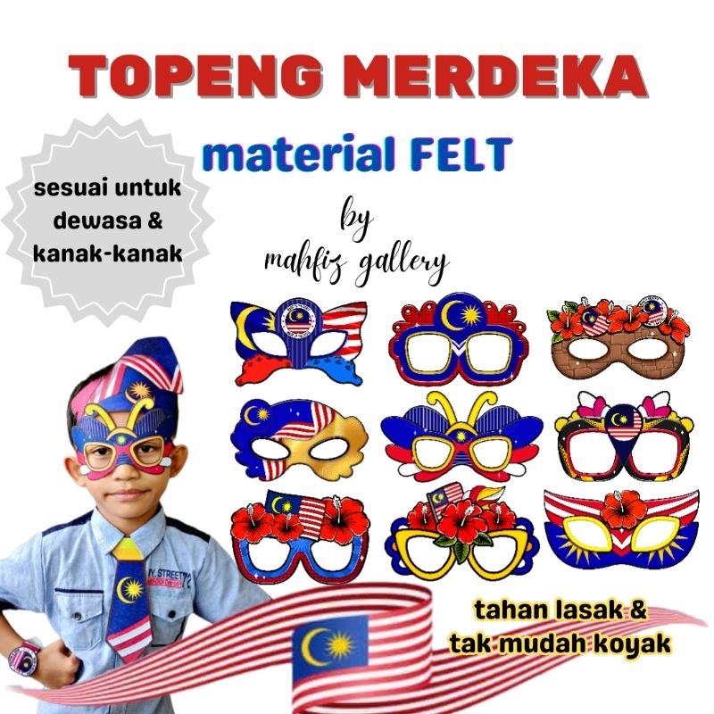 TOPENG MERDEKA KAIN FELT|mask merdeka|topeng felt tahan lasak|props ...