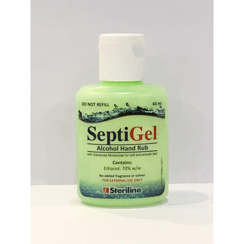 Steriline Septigel Alcohol Hand Rub Sanitizer 60mL Septi Gel Ethanol 70 ...