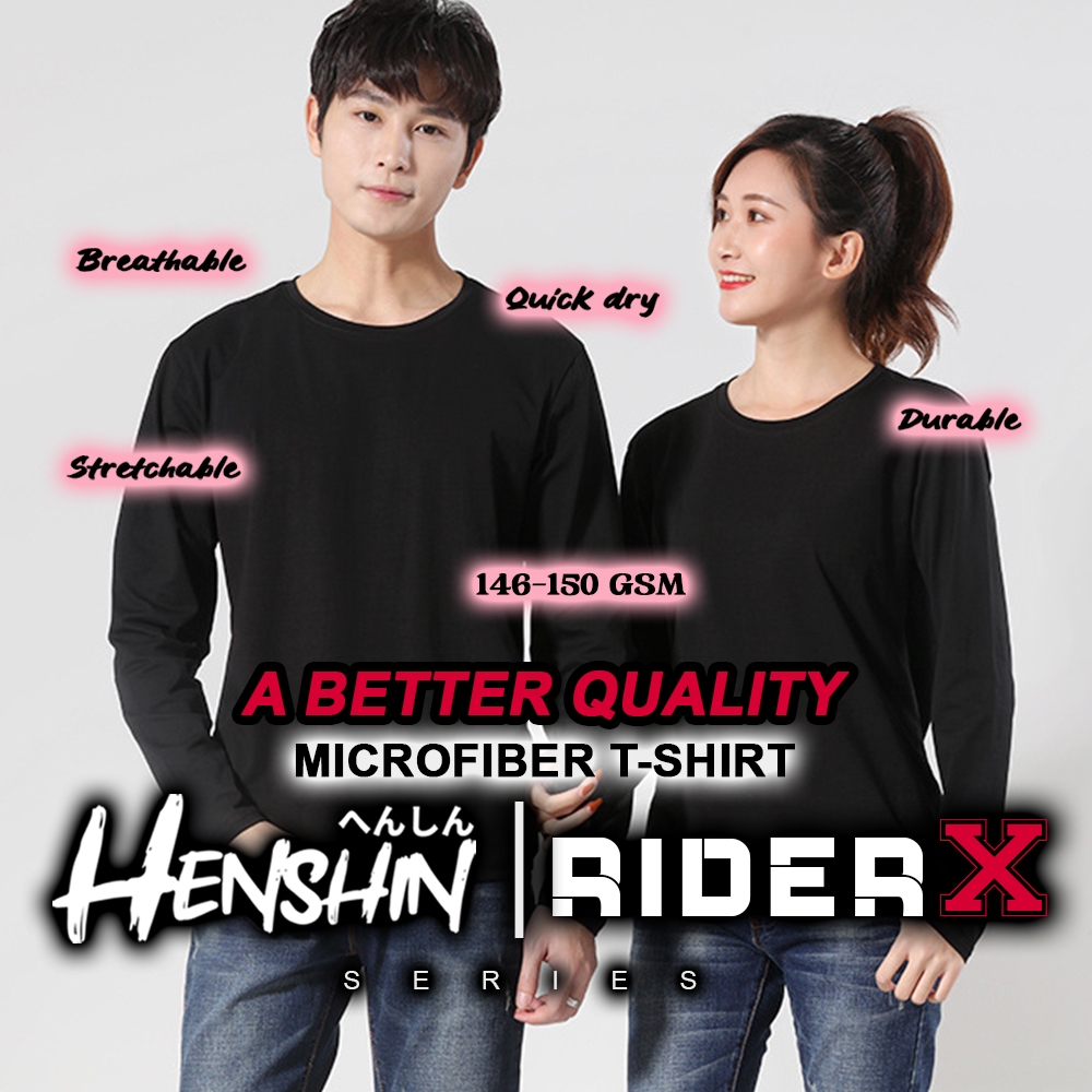 0443 HENSHIN RIDER X Men Plain Microfiber Round Neck Long Sleeve T ...
