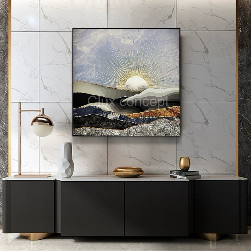 (with framed) Sunset Sunrise Landscape Canvas Print Artwork | Shopee ...
