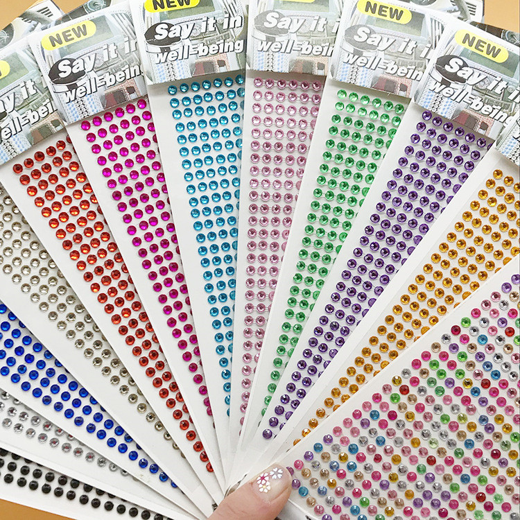 3/4/5/6mm Acrylic Diamond Crystal Sticker Self Adhesive Colorful ...