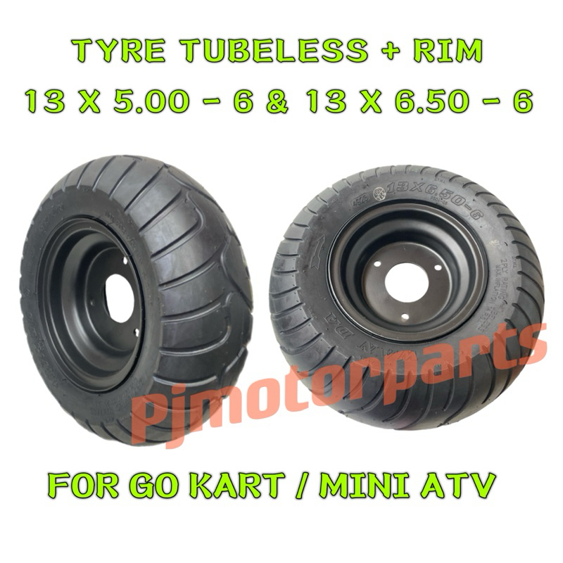 13X5.00-6 & 13X6.50-6 TYRE TUBELESS + RIM FOR GO-KART FOUR WHEEL ATV ...