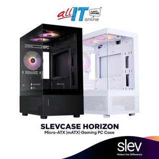 SLEVCASE Horizon Micro ATX (mATX) Gaming PC Casing Black / White | Included 5x aRGB 120mm Fans