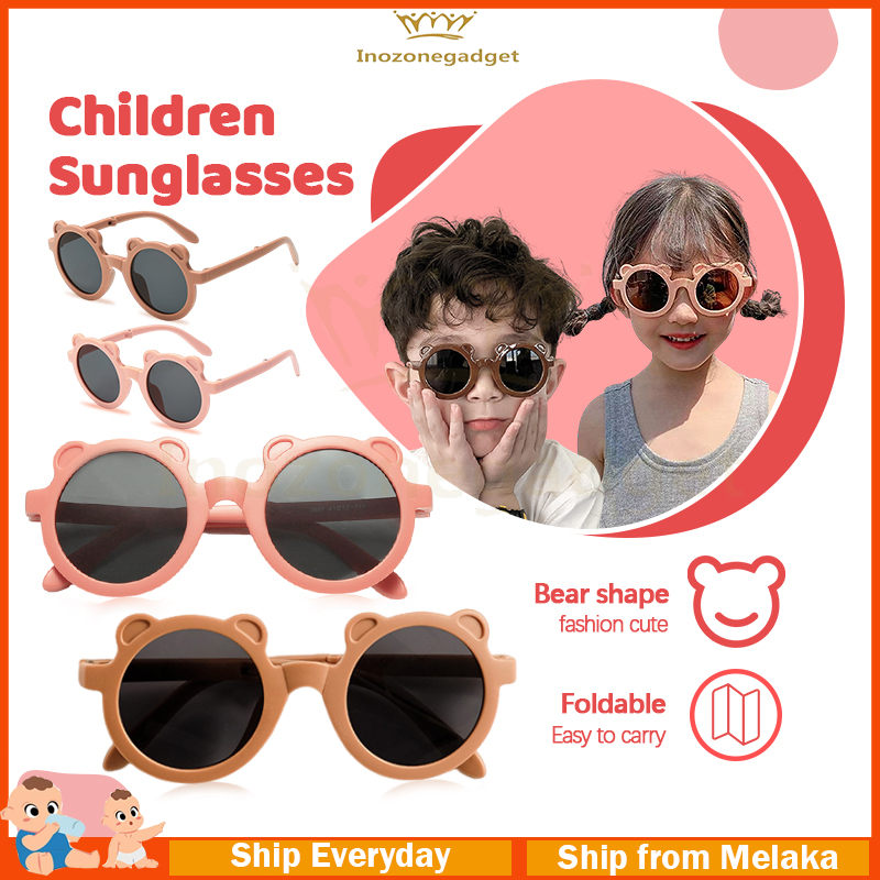 Foldable Baby Sunglasses Cute Bear Summer Kids Sun Glasses Outdoor UV Protection Portable Children Eyewear Shopee Malaysia