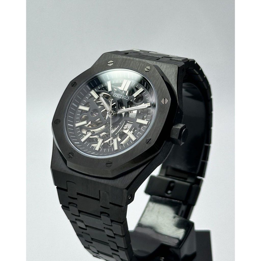 【Black Skeleton AP 42mm】 Custom Seiko Mod Automatic Watch | Jam Tangan ...