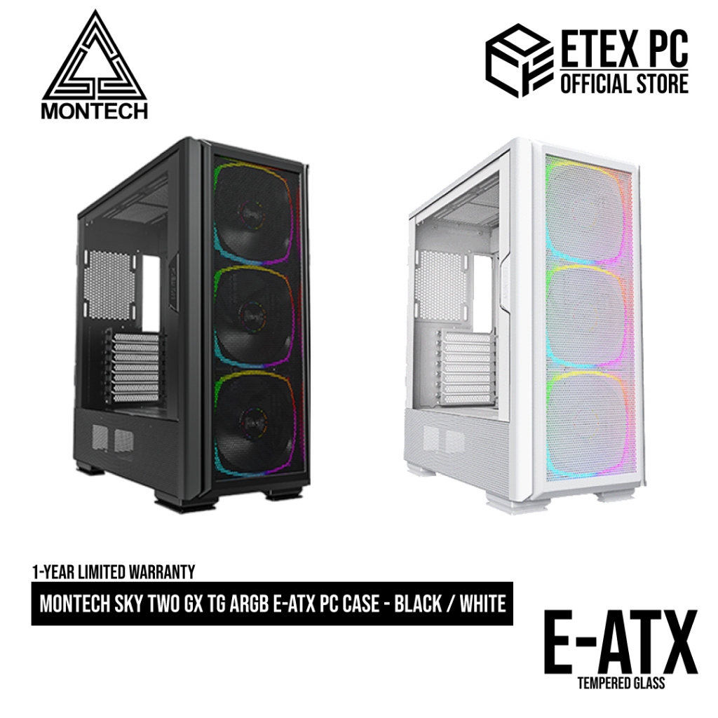 MONTECH SKY TWO GX TG ARGB E-ATX PC Case - Black / White | Shopee Malaysia