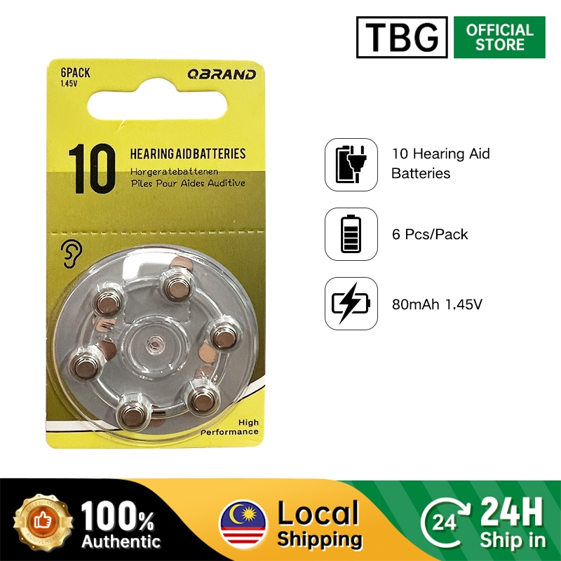 Qbrand Size 10 (6 pcs/pack) Advanced Zinc-Air Technology | Ear Hearing ...