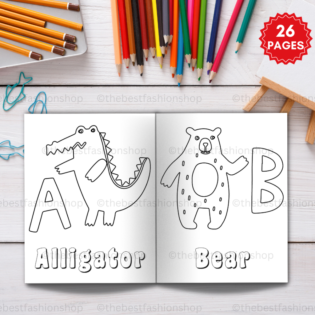 P099 [Softcopy PDF] 26 ABC Animals Coloring Book Printable Kertas Warna ...