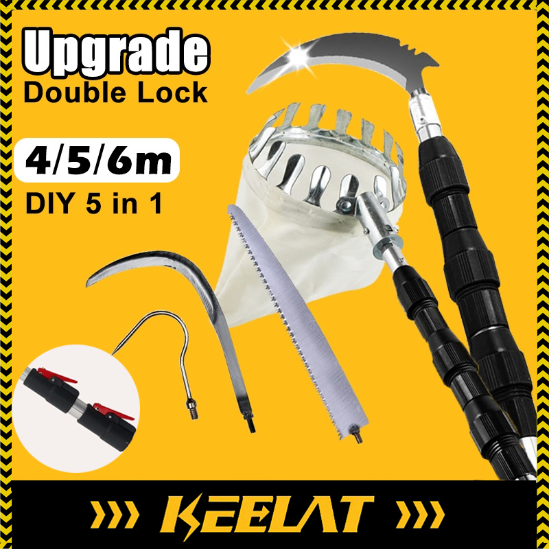 KEELAT Fruit Picking Set Telescopic Fruit Picking Pole 4/5/6m, with ...