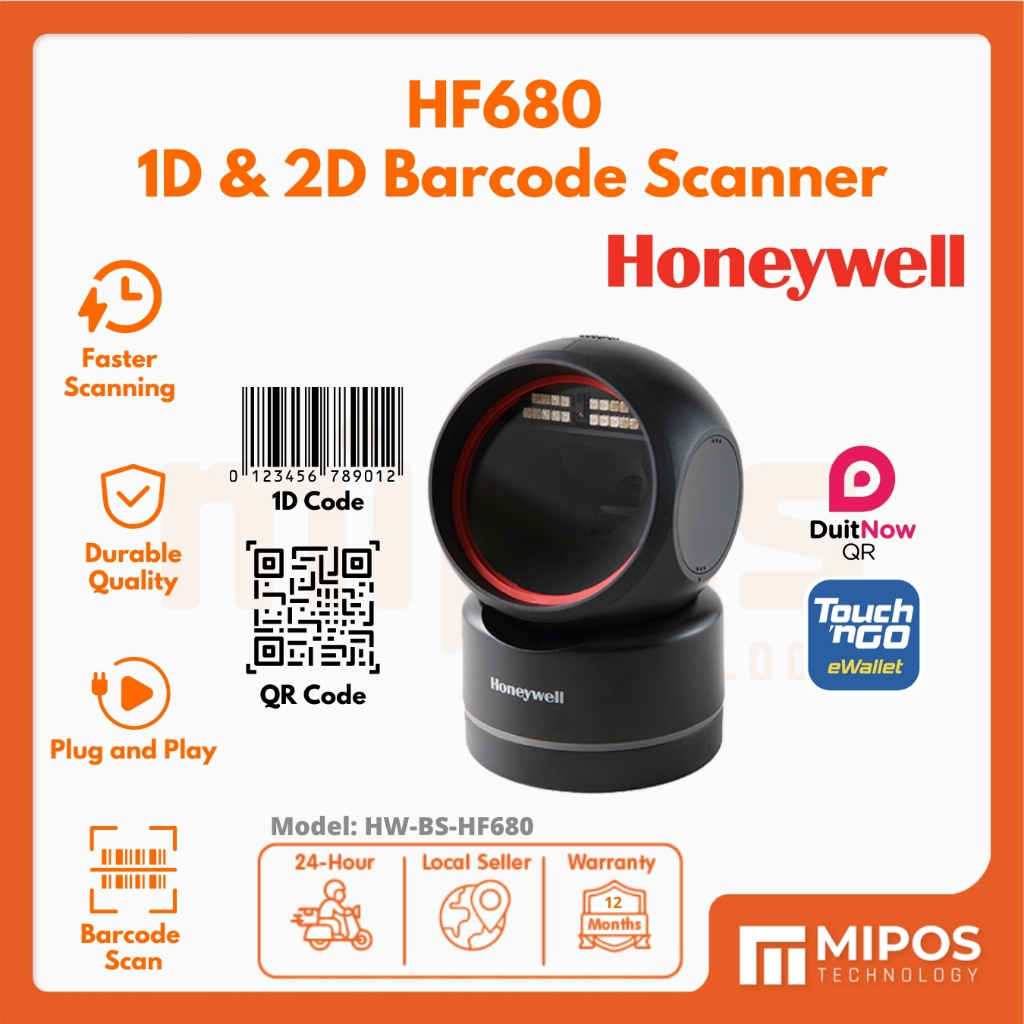 Honeywell Orbit HF680 1D & 2D QR Barcode Scanner Hands Free Area ...