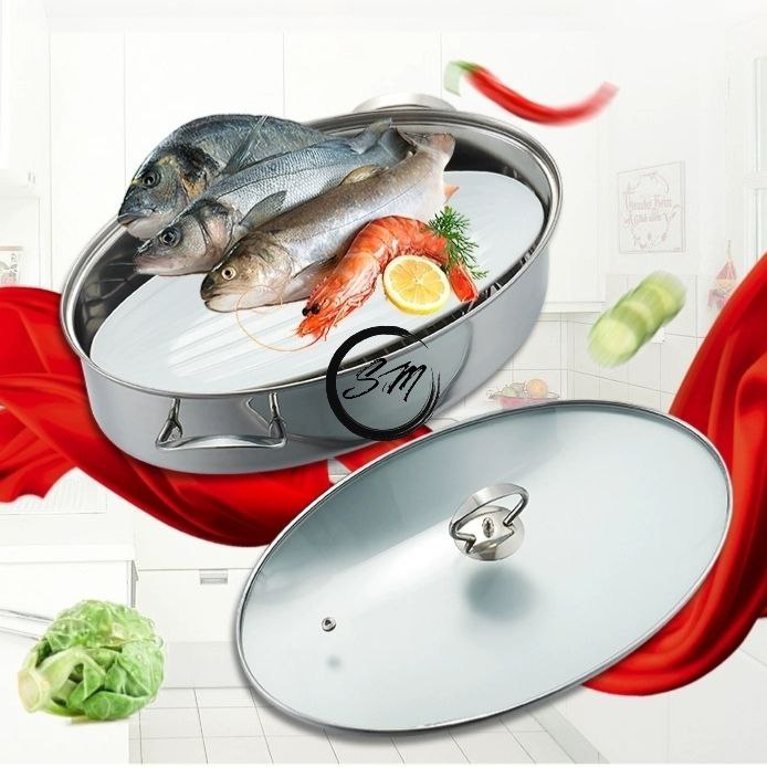 Multifunction Stainless Steel Steamed Fish Pot 2 Layer Oval Steamer ...