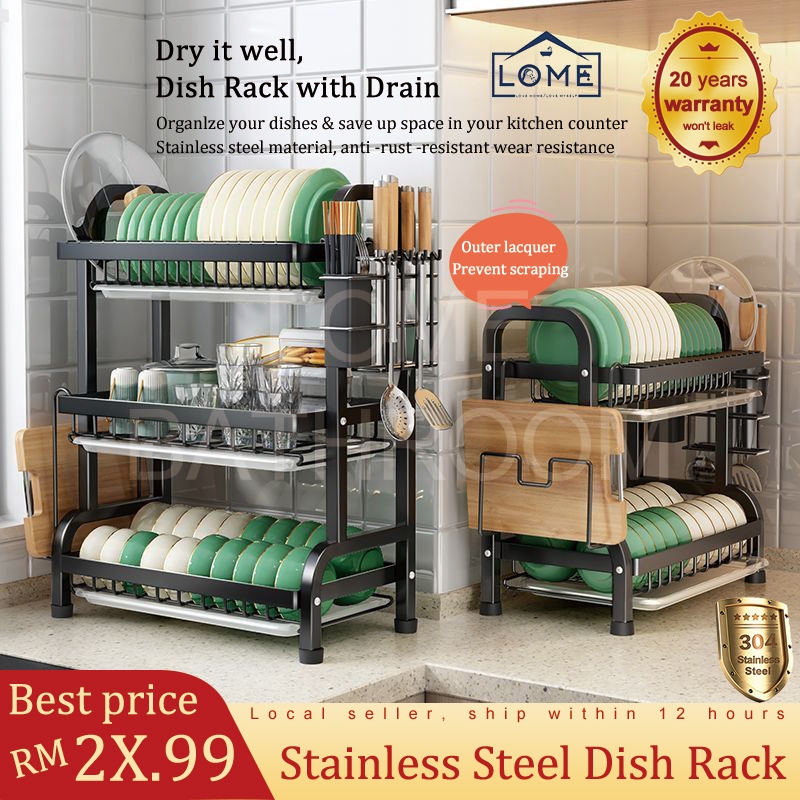 High Capacity 2&3 Tier Kitchen Storage Dish Rack Drying Rack Home ...