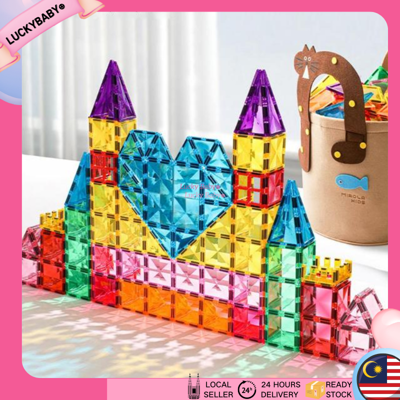 READY⚡ 100PCS Magnetic Tiles Magnetic Building Tiles Magnetic Building ...