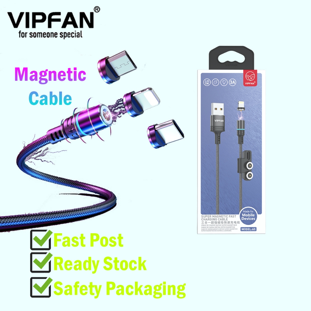 [ORIGINAL] ViPFAN A05 Magnetic 3 in 1 interface Charging Cable [ Micro ...