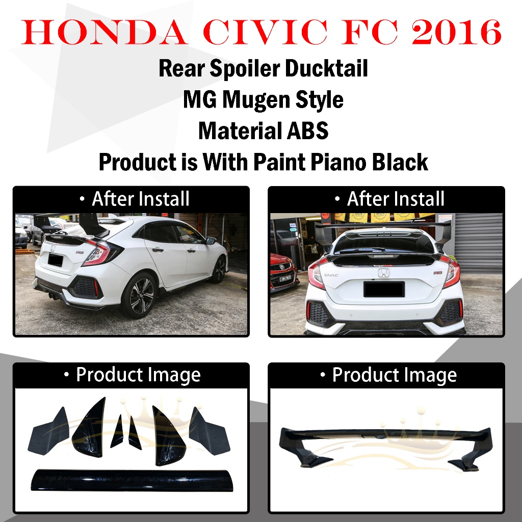 HONDA CIVIC FC 2016-2020 MG STYLE REAR ROOF SPOILER LIP WITH PAINT ...