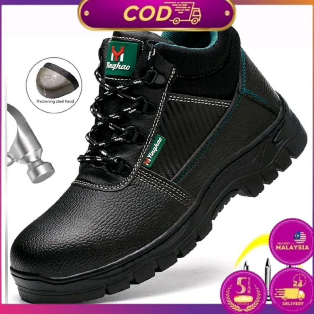 kasut ada besi kasut safety boot kasut kerja kasut kulit tiruan man ...