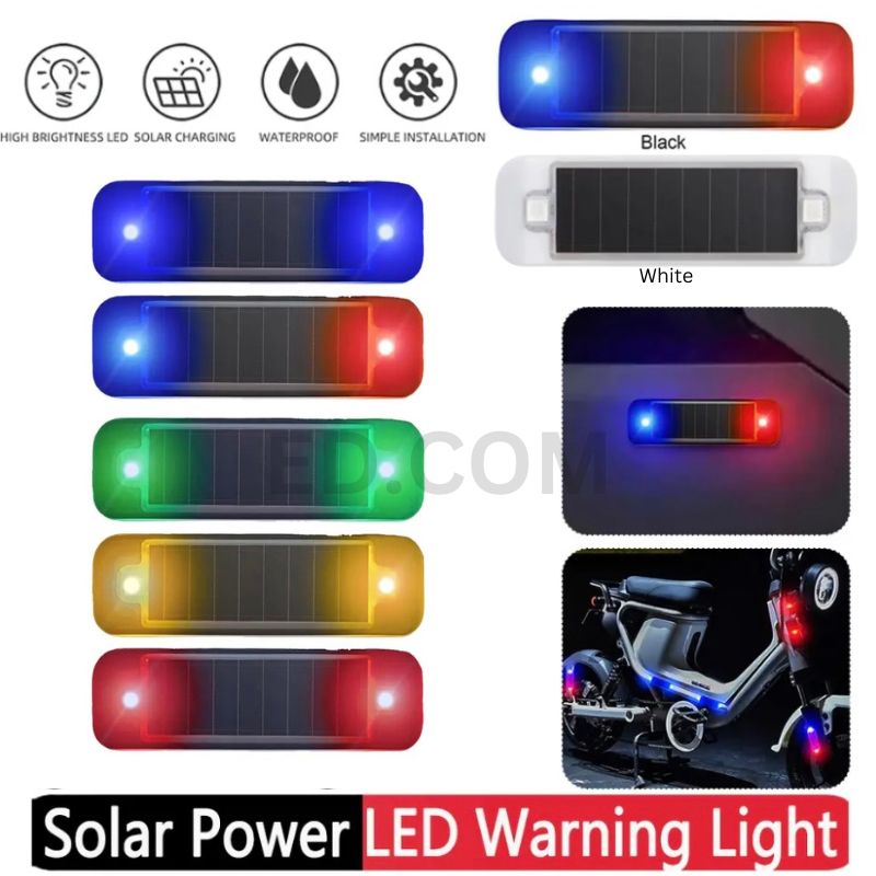 Solar Power Warning Light for Car Motorcycles LED Flashlight Indicator ...