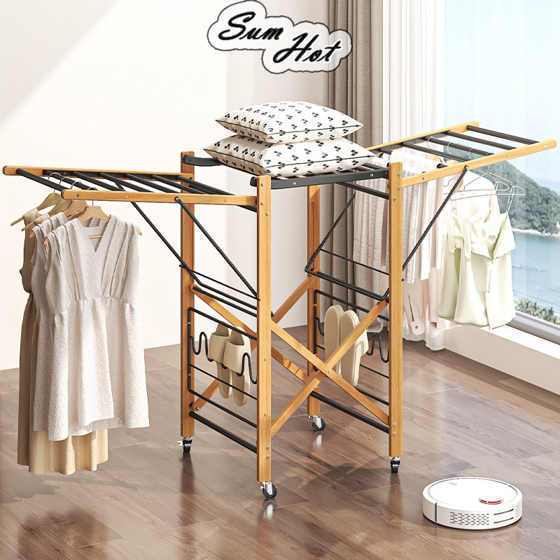 Movable Folding Drying Rack Balcony Hanging Clothes Rack Balcony ...