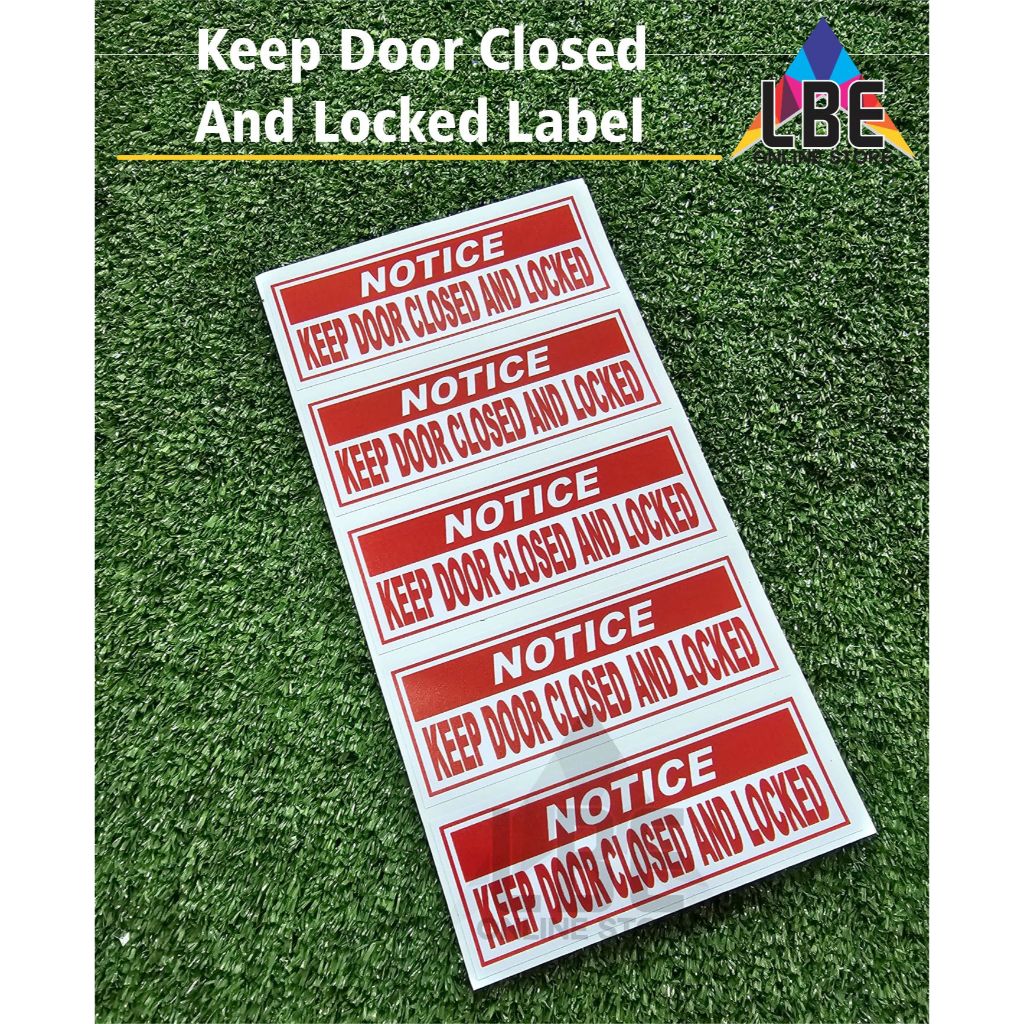Keep Door Closed And Locked Label (135mm x 50mm) | Shopee Malaysia
