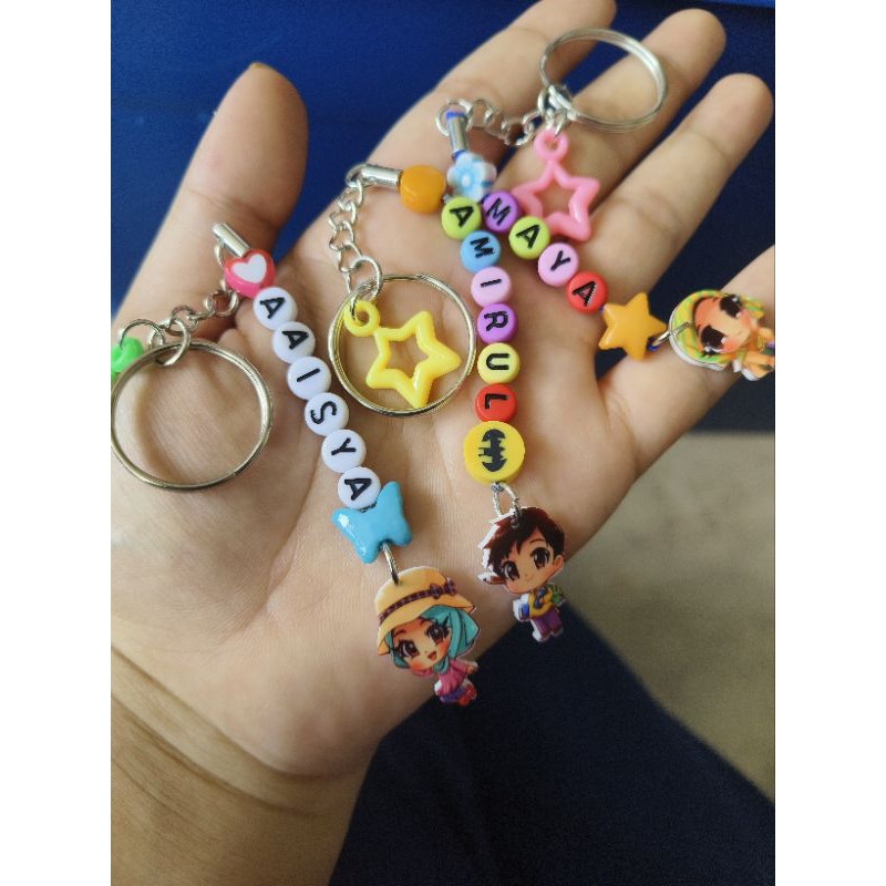 Keychain Nama Manik + kartun | Shopee Malaysia