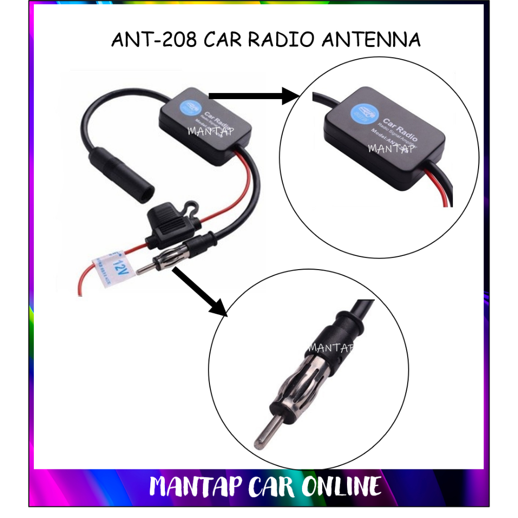 ANT-208 Active Car Radio Antenna AM FM Amplifier Signal Booster 12V ...