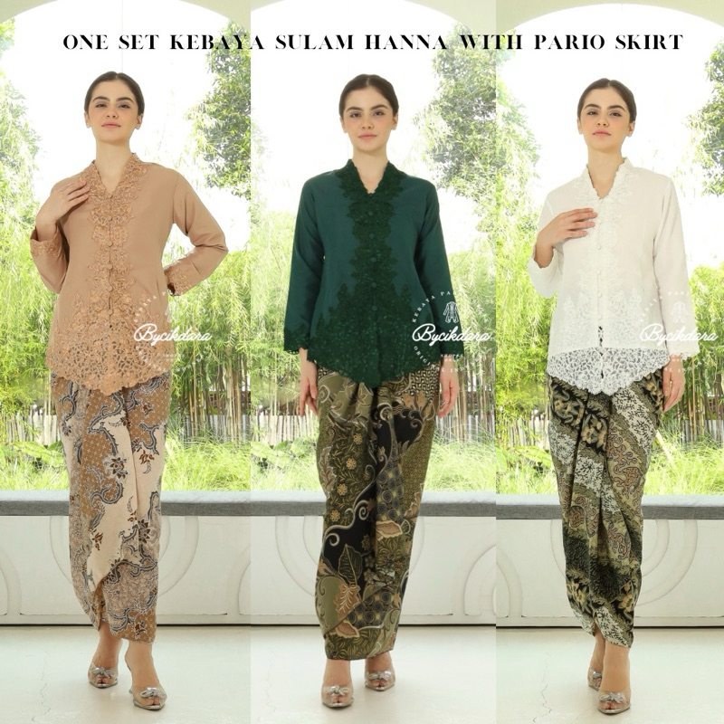 (ONE SET KEBAYA WITH PARIO SKIRT) Bycikdara Kebaya Sulam Hanna | WITH ...