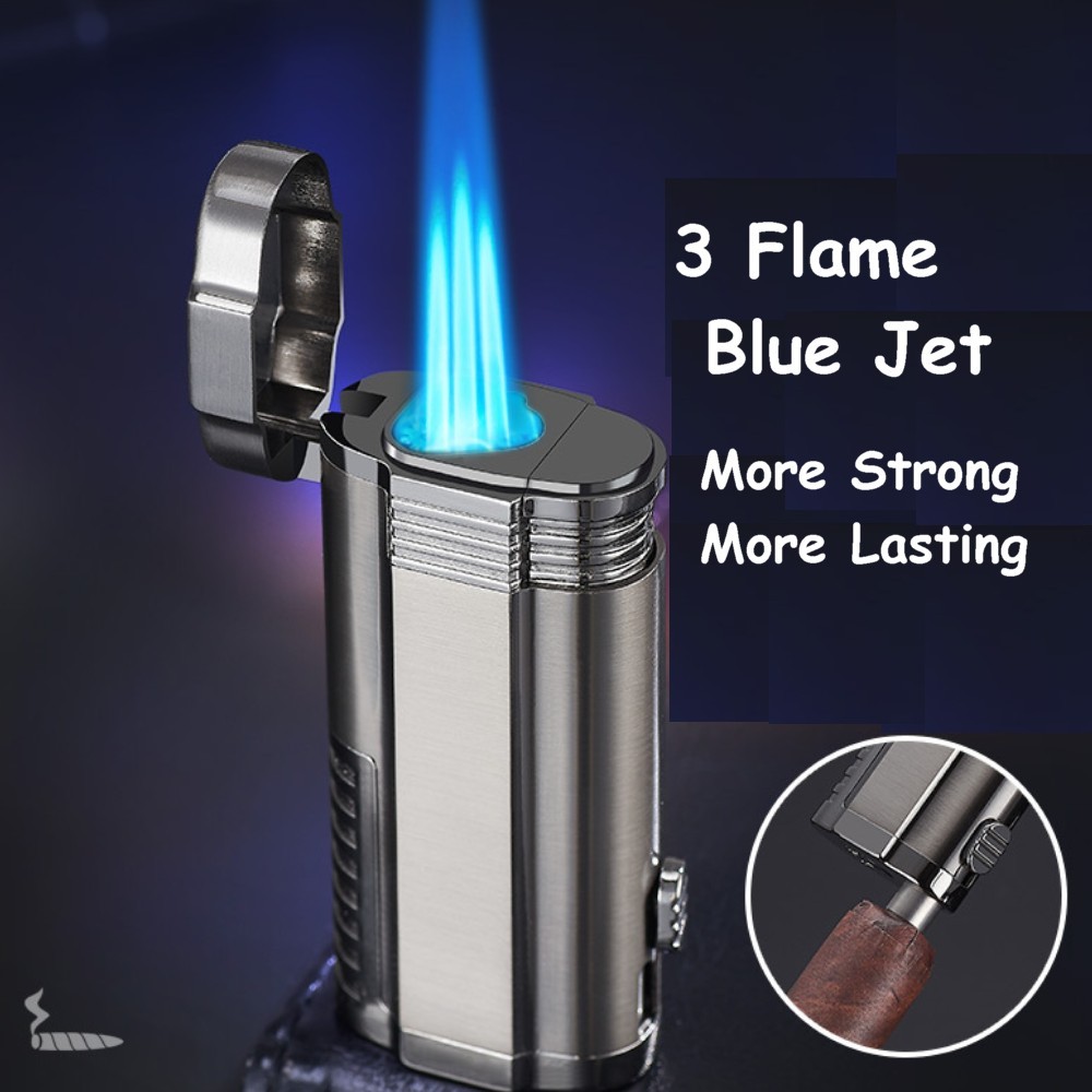 Triple Torch 3 Jet Flame Butane Gas Adjustable C Cutter Jet Lighter ...