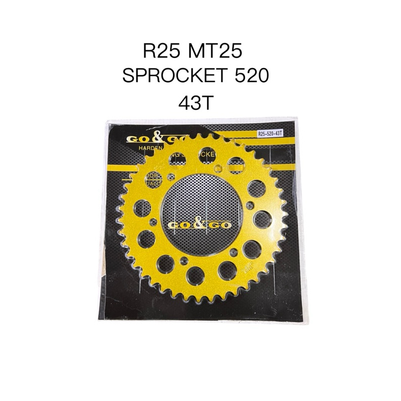 YAMAHA R25 MT25 SPROCKET 520 GONGO GOLD 15T 42T 43T SPROCKET GONGO GOLD ...