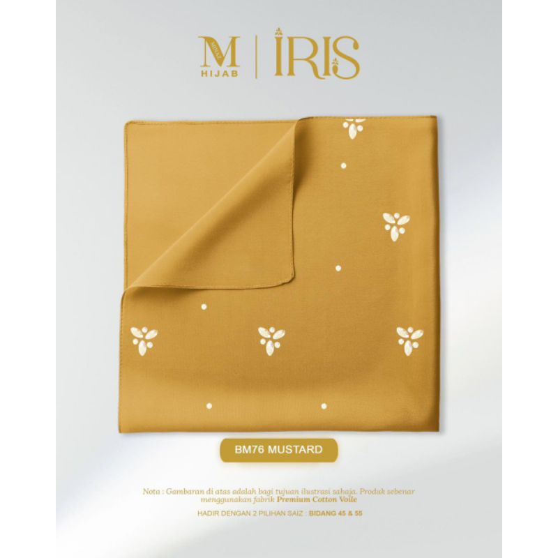 MINAZ JIWA | IRIS Bawal Plain Stone • Bidang 45" dan 55" Tudung Labuh