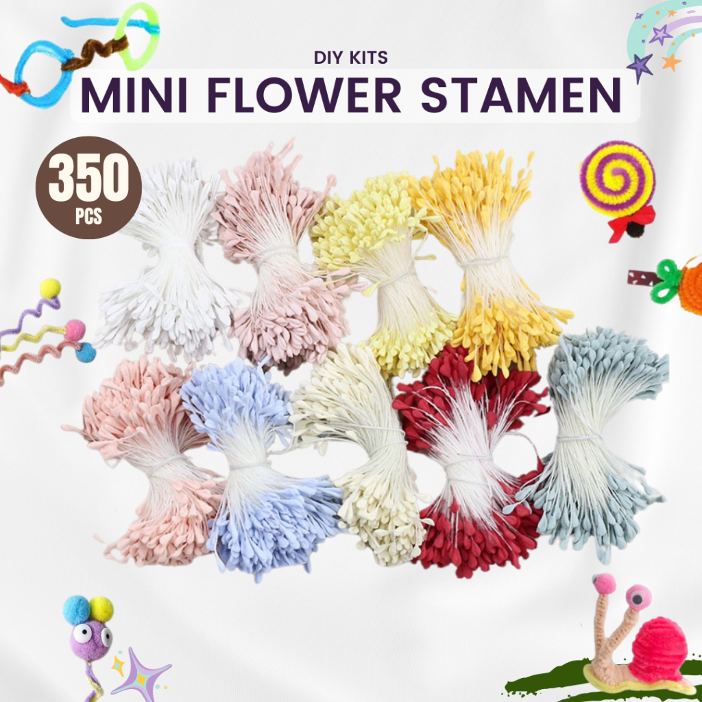 MY Ready Stock 350pcs Mini Flowers Stamen Double Heads Artificial Core ...
