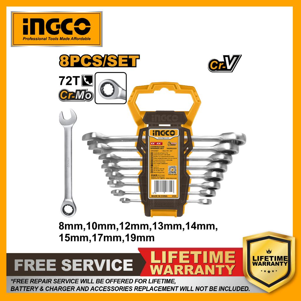 INGCO 8 Pcs ratchet spanner set HKSPAR1082 | Shopee Malaysia