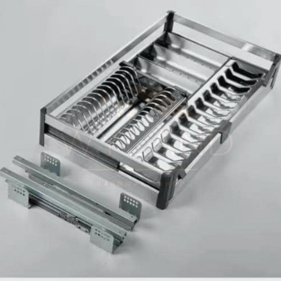 'READY STORE' 900mm Stainless Steel Pull Out Basket + Dish Rack Basket ...