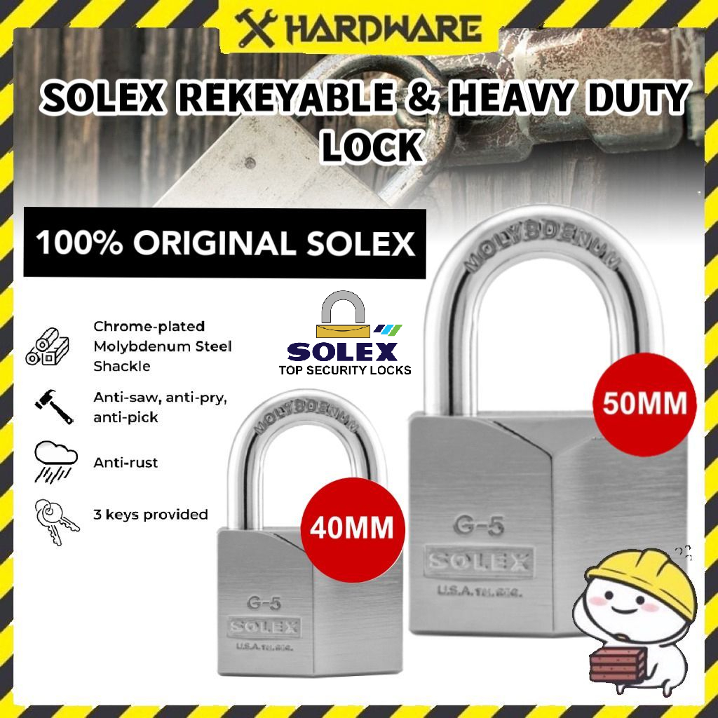 [100% ORIGINAL] 40MM 50MM SOLEX G5 REKEYABLE HEAVY DUTY ANTI CUT ANTI ...