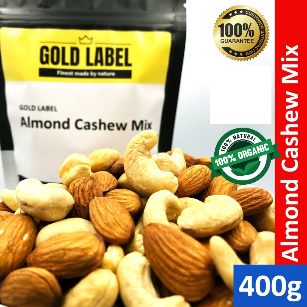 Gold Label Premium Natural Roasted Almond Cashew Mix / Kacang Gajus ...