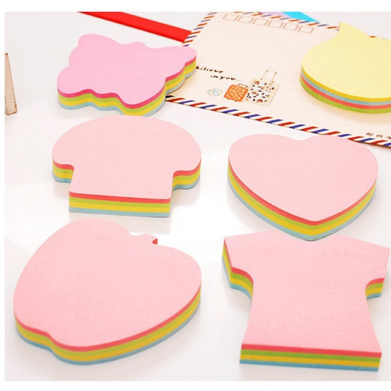 100 sheets Mix 4 Colors Memo Pad Assorted Shapes Sticky Notes Memo ...