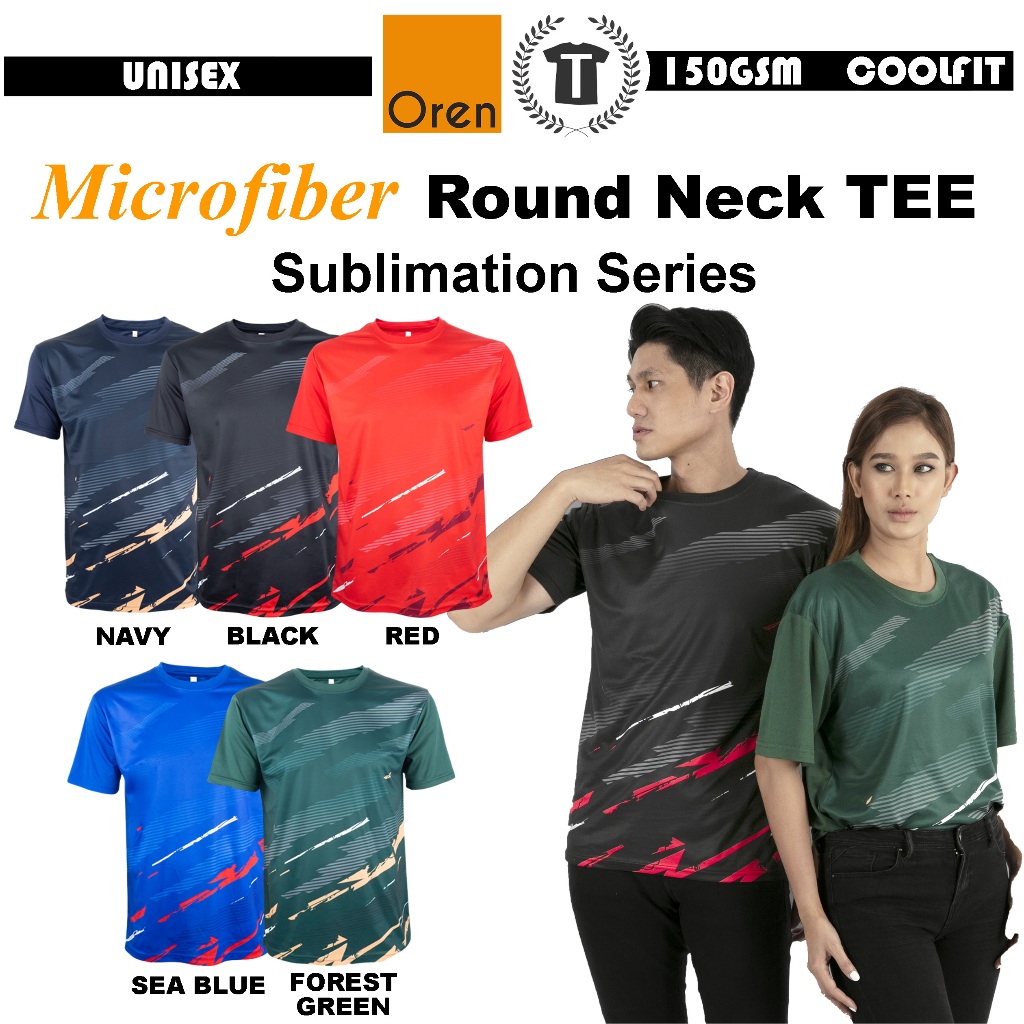【Sublimation】Microfiber Round Neck Shirt QD7501/QD7502/QD7505/QD7508 ...