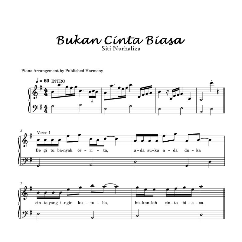 Bukan Cinta Biasa | Piano Score Sheet Music | Shopee Malaysia