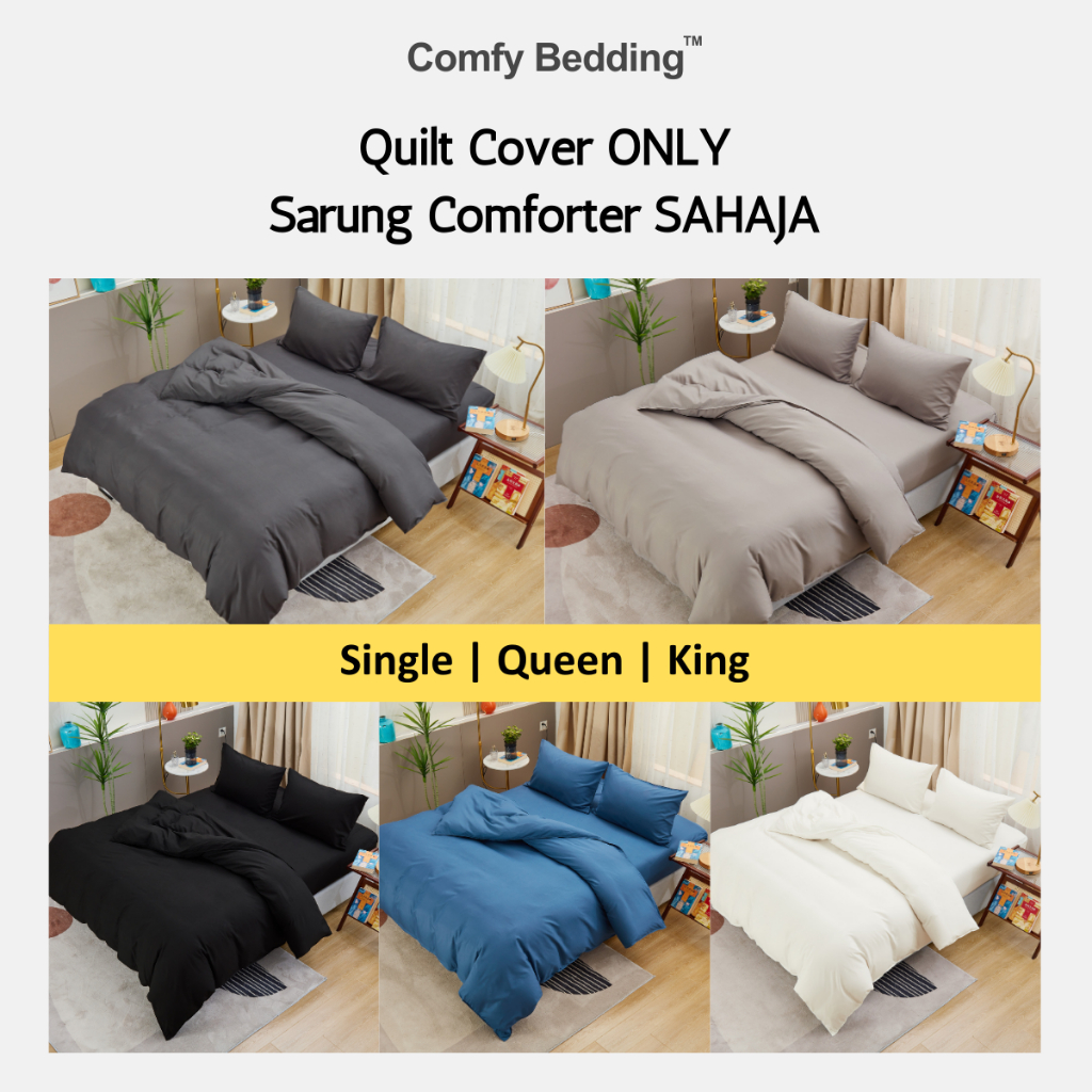 Comfy Bedding Single / Queen / King Quilt Duvet Cover Sarung Selimut ...