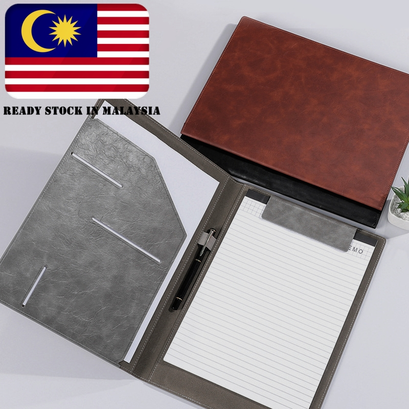 Classic A4 PU Leather Magnetic Clip Folder Multipurpose Paper Documents ...