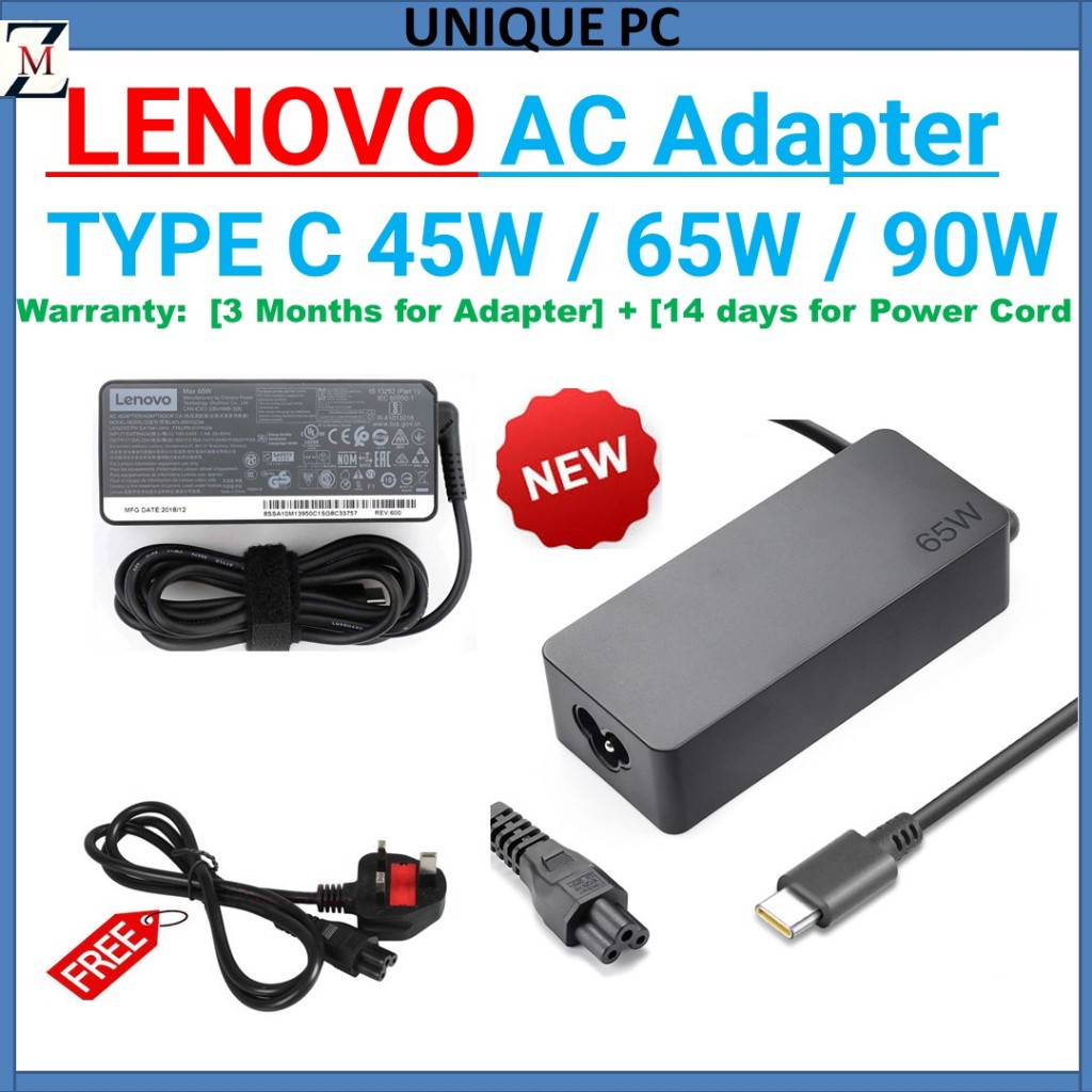 Lenovo Charger New Slim 65W 45W USB C For Lenovo Thinkpad X1 Carbon T480 T490 T480s T490s T580 T590 T14 T16, Yoga 7i C740 C940 C930 920 C630 730 720, Chromebook Laptop Charger