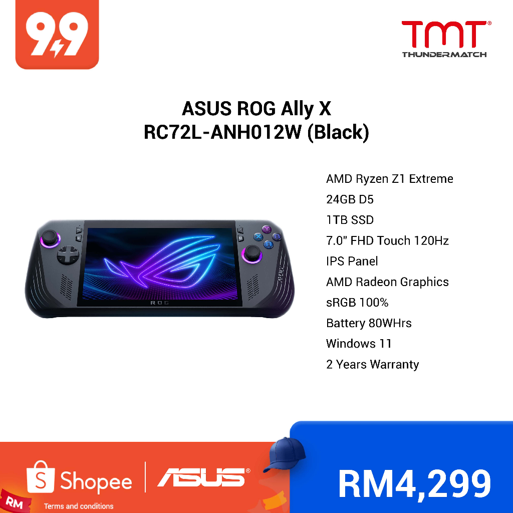 ASUS ROG Ally X RC72LA-NH007W Black - 7 FHD, AMD Ryzen Z1