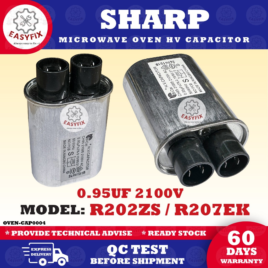 (0.95UF 2100V) R202ZS / R207EK SHARP CAPACITOR Microwave Oven HV ...