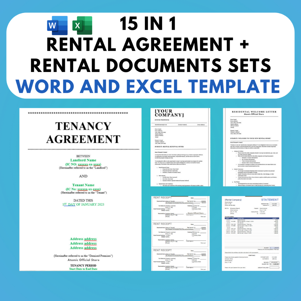 🔥INSTANT🔥 15 IN 1 Rental Agreement Contract + Rental Documents Template ...