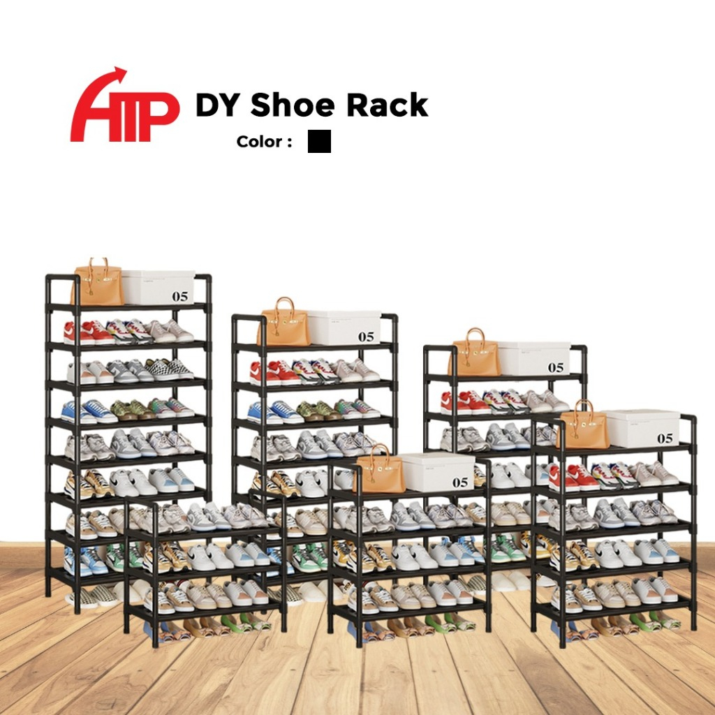 ATP 3/4/5/6/7/8 Layer Floor-Standing Metal Shoe Rack - Black | Shopee ...
