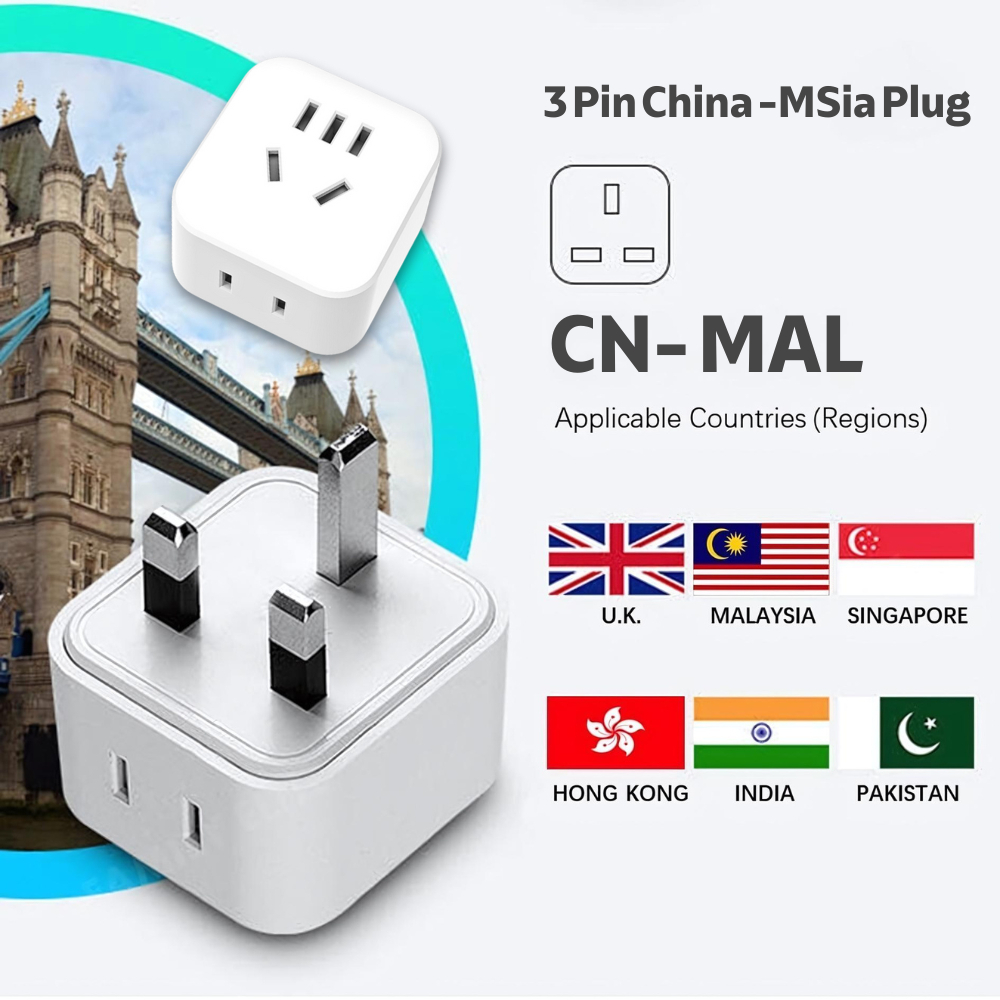 China plug to Malaysia plug converter adapter Max 2500W 10A 250V for ...