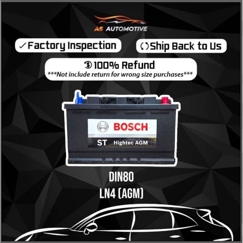 LN4 (AGM) DIN80 Battery BOSCH Car Battery - BMW F22, X1 E84 VOLVO V40 ...