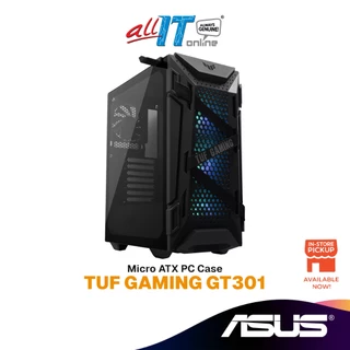ASUS TUF Gaming GT301 Tempered Glass Micro ATX (mATX) Gaming PC Casing | Included 3x ARGB Case Fans  + 1x Non-ARGB Fans