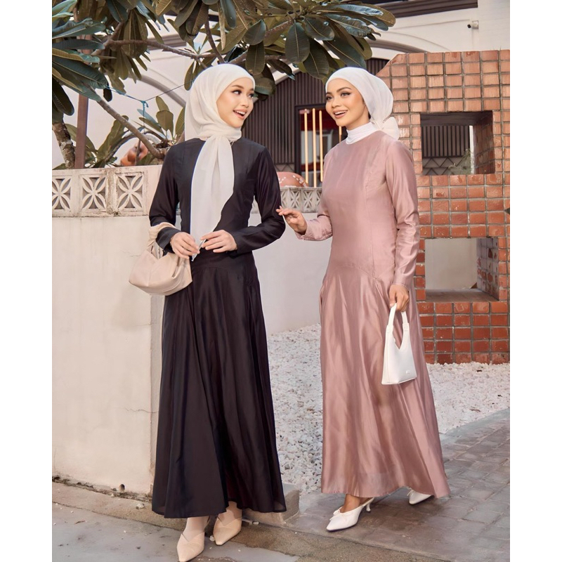 HIJABISTAHUB MARINA MIDI DRESS DRESS MUSLIMAH DRESS PEREMPUAN FLOWY DRESS EVENING DRESS DRESS LONG SLEEVE Shopee Malaysia