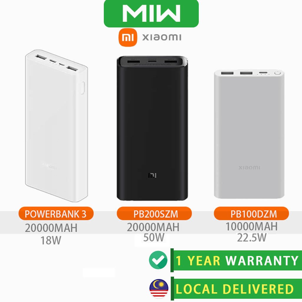 Xiaomi Mi Powerbank 3 Dual Input & Output Power Bank (20000mAh/55W ...